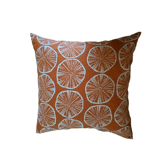Handmade Decorative Pillow With Orange & White Citrus/Floral Print - Picture 2 of 2